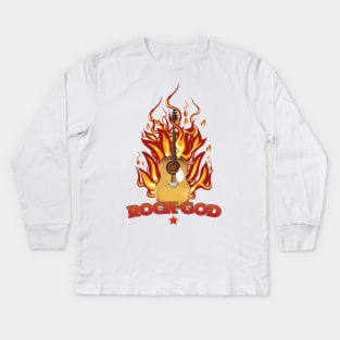 Acoustic Rock God Kids Long Sleeve T-Shirt